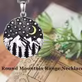 wholesale 925 Sterling Silver Round Moon & Mountains Necklaces Wholesale - Vintage Nature Jewelry for Women-0-3