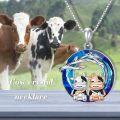 wholesale 925 Sterling Silver Cow & Horse Charm Friendship Necklace for Women Girls-0-4
