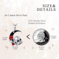 wholesale 925 Sterling Silver Gothic Skull & Rose Moon Pendant Necklace s-0-3