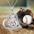 wholesale 925 Sterling Silver Baseball Glove & Ball Heart Pendant Necklace for Sports Lovers-0-5