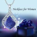 wholesale 925 Sterling Silver Lapis Lazuli Teardrop Pendant Necklace for Women, Hypoallergenic Celtic Filigree Jewelry Gift-0-2