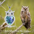 TOUPOP Sterling Silver Blue Stone Abalone Shell Moonstone Owl Necklace-0-5