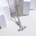 wholesale 925 Sterling Silver Viking Thor's Hammer Mjolnir Pendant Necklace with Wolf Heads and Skull Design for Men & Women-0-4