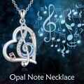 wholesale 925 Sterling Silver Heart Treble Clef Blue Opal Music Note Pendant Necklace For Women-0-5