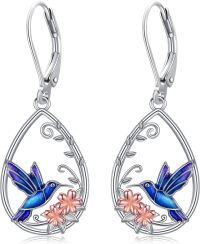 wholesale 925 Sterling Silver Hummingbird & Flower Drop Earrings for Women-Hummingbird-2