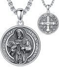 wholesale 925 Sterling Silver Saint Benedict Medal Protection Charm Pendant Necklace for Men & Women-0-0
