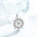 wholesale 925 Sterling Silver Sunflower Pendant Necklace with Orange Cubic Zirconia Stones for Women-0-5