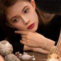 wholesale 925 Sterling Silver Moonstone Feather Charm Bracelet With Zircon Accents-0-3