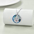 wholesale 925 Sterling Silver Blue Crystal Frog Pendant Necklace for Women-0-3
