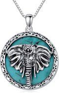 wholesale 925 Sterling Silver Natural Turquoise Elephant Pendant Necklace-0-0