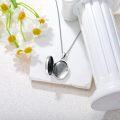 wholesale 925 Sterling Silver Custom Photo Engraved Oval Sunflower Locket Pendant Necklace for Women-0-2