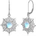 wholesale TOUPOP Christmas Snowflake Earrings Sterling Silver Moonstone Earrings For Women Jewelry Snowflake Dangle Drop Earring For Girlfriend Holiday Christmas Birthday Mothers Jewelry Gifts -0-0