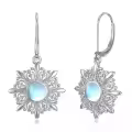 TOUPOP Sterling Silver Moonstone Christmas Snowflake Dangle Earrings-0-0