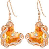 wholesale 925 Sterling Silver Infinity Heart Birthstone Crystal Earrings for Women-11-Nov-Citrine Yellow