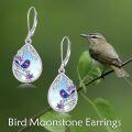 wholesale 925 Sterling Silver Teardrop Purple Flower Bird Drop Dangle Earrings for Women-0-2