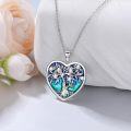 wholesale 925 Sterling Silver Heart-Shaped Tree of Life Pendant Necklace with Blue and Green Enamel & Cubic Zirconia Stones - Mother Daughter Family Tree s for Women-0-3
