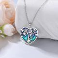 wholesale 925 Sterling Silver Heart-Shaped Tree of Life Pendant Necklace with Blue and Green Enamel & Cubic Zirconia Stones - Mother Daughter Family Tree s for Women-0-3