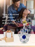 wholesale 925 Sterling Silver Blue Crystal Evil Eye Hamsa Hand Pendant Necklace-0-5