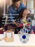 wholesale 925 Sterling Silver Blue Crystal Evil Eye Hamsa Hand Pendant Necklace-0-5