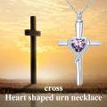 wholesale TOUPOP Cross Urn Necklaces For Ashes Birthstone Cremation Jewelry 925 Sterling Silver Crystal Memorial Keepsake Funeral Jewelry For Women (with Funnel Filler) -0-4