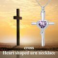 TOUPOP Sterling Silver Crystal Cross Urn Necklace Memorial Keepsake Jewelry-0-4