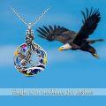 wholesale TOUPOP Toupo Eagle Urn Necklace For Ashes Sterling Silver Eagle Cremation Jewelry For Ashes With Volcano Crystal Memorial Jewelry Gifts For Women Men Gifts -0-2