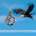 TOUPOP Sterling Silver & Volcano Crystal Eagle Urn Necklace For Ashes Memorial Jewelry-0-2