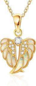 wholesale 14K Gold Opal & Cubic Zirconia Guardian Angel Cross Pendant Necklace for Women's s-0-0