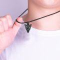 wholesale 925 Sterling Silver Black Paua Shell Arrowhead Pendant Necklace for Men & Women-0-5