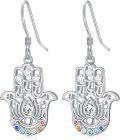 wholesale 925 Sterling Silver Hamsa Evil Eye Chakra Dangle Earring Hand of Fatima -0-0