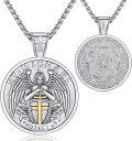 wholesale 925 Sterling Silver St Michael Archangel Medal Pendant Necklace for Men Women -0-0