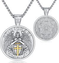 wholesale 925 Sterling Silver St Michael Archangel Medal Pendant Necklace for Men Women -Michael Medal