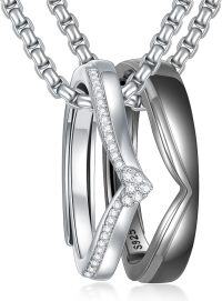 wholesale Sterling Silver Love Arrow Cat Couples Heart Necklaces Gifts for Couples-Matching Couple Ring