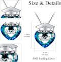wholesale 925 Sterling Silver Blue Crystal Class of 2023 Graduation Heart Pendant Necklace-0-3