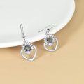 wholesale 925 Sterling Silver Heart-Shaped Sunflower Dangle Drop Earrings with Floral Design for Women-0-1