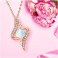 wholesale Rose Gold 925 Sterling Silver Opal Heart Infinity Pendant Necklace for Women-0-4