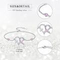 wholesale 925 Sterling Silver Pink Ribbon Heart Cross Charm Bracelet for Women Girls -0-4