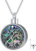 wholesale 925 Sterling Silver Abalone Shell Tree of Life Cremation Pendant Necklace with Funnel and Fill Tool - Memorial Keepsake Jewelry-0-0