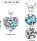 wholesale 925 Sterling Silver Blue Crystal Hummingbird Heart Locket Necklace for Women and Girls-0-3