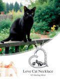 wholesale 925 Sterling Silver Heart-Shaped Cat with Yarn Ball Pendant Necklace - Perfect Gift for Cat Lovers-0-5