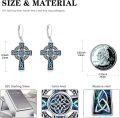 wholesale 925 Sterling Silver Celtic Knot Abalone Shell & Malachite Cross Dangle Leverback Earrings for Women Irish Catholic Christian  Ideas-0-5