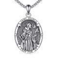 wholesale 925 Sterling Silver Saint Francis Oval Pendant Necklace Wholesale For Men-0-0