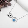 wholesale 925 Sterling Silver Heart-Shaped Blue Zircon Infinite Panda Charm Necklace for Women Gifts-0-3