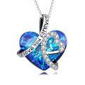wholesale 925 Sterling Silver Crystal Heart Necklace for Women Birthstone Gift for Wife Daughter Anniversary Birthday Christmas-0-0