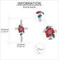 wholesale 925 Sterling Silver Red Carnation Floral Cross Pendant Necklaces for Women-0-3