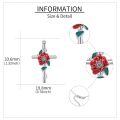 wholesale 925 Sterling Silver Red Carnation Floral Cross Pendant Necklaces for Women-0-3