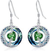 wholesale Sterling Silver Blue Crystal Moon Star Earrings Valentine s Birthday Anniversary Gifts for Women-05-May-Emerald