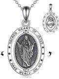 wholesale 925 Sterling Silver Sacred Heart of Jesus Pendant Necklace Religious Jewelry for Women and Men-0-0