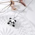 wholesale 925 Sterling Silver Black Enamel Panda Charm Pendant Necklace for Women Girls  36 Chain Length-0-1