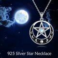 wholesale 925 Sterling Silver Moonstone Pentagram Triple Moon Goddess Necklace for Women Witchcraft Jewelry-0-5